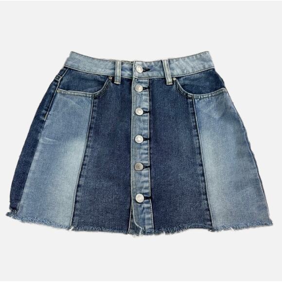 Pacsun Two Tone Patchwork Denim Skirt - Picture 1 of 5